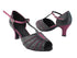 SERA2901 Black Leather_119 Purple Satin Trim with 2.5" Heel (2040) in the photo