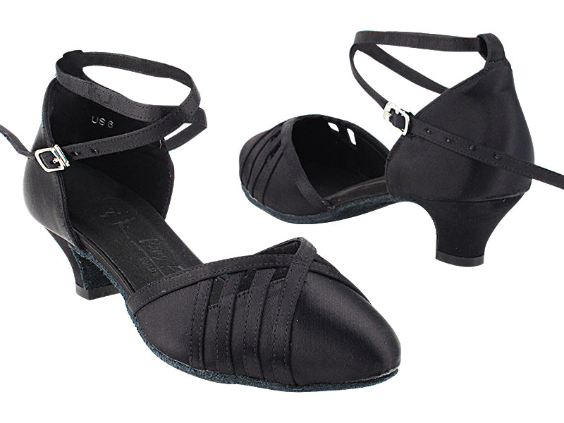 SERA3530 154 Black Satin_154 Black Satin Trim with 1.2&quot; Cuban Heel (5028) in the photo