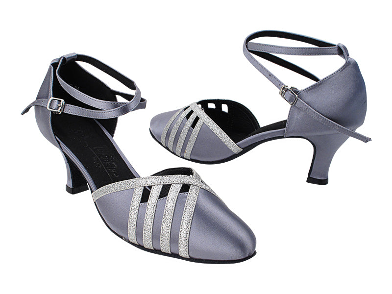 SERA3530 180 Grey Satin_10 Silver Stardust Trim with 2.5&quot; Heel (2040) in the photo