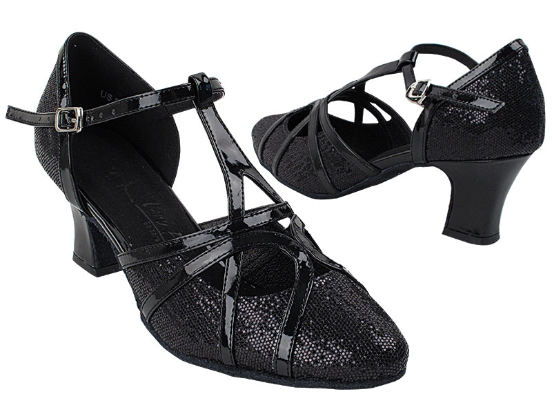 SERA3541 Black Scale &amp; Patent Trim with 2.2&quot; Thick Cuban Heel in the photo