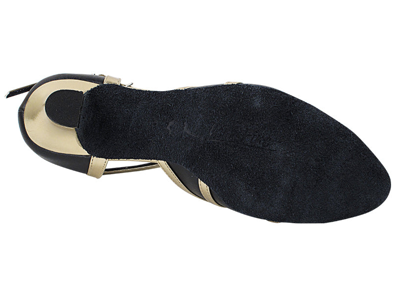 SERA3541 Black Leather &amp; Light Gold Trim with (5028) 1.2" Cuban Heel in the photo
