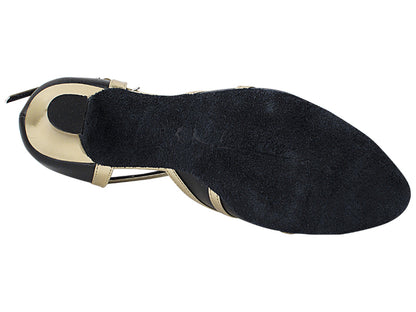 SERA3541 Black Leather &amp; Light Gold Trim with (5028) 1.2" Cuban Heel in the photo