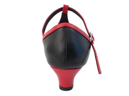 SERA3541 Black Leather_Red Leather Trim