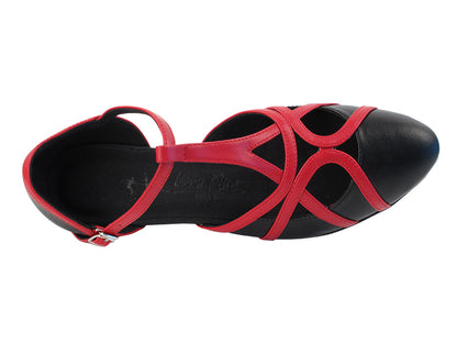 SERA3541 Black Leather_Red Leather Trim