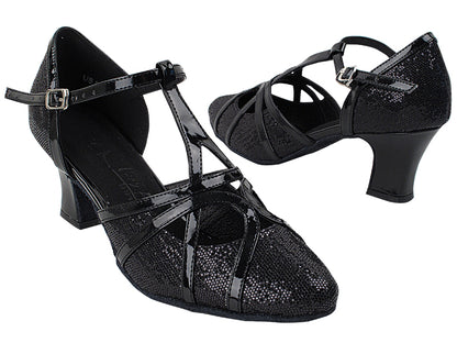SERA3541 Black Scale &amp; Patent Trim with 2.2" Thick Cuban Heel in the photo