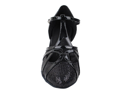 SERA3541 Black Scale &amp; Patent Trim with 2.2" Thick Cuban Heel in the photo