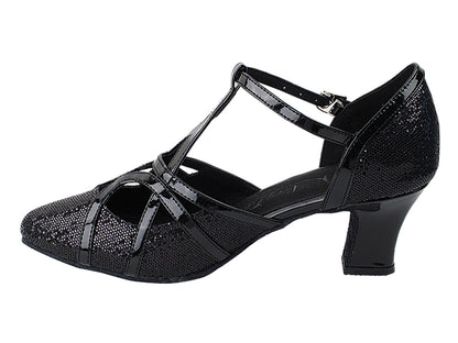 SERA3541 Black Scale &amp; Patent Trim with 2.2" Thick Cuban Heel in the photo