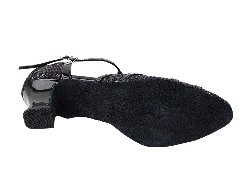 SERA3541 Black Scale &amp; Patent Trim with 2.2" Thick Cuban Heel in the photo