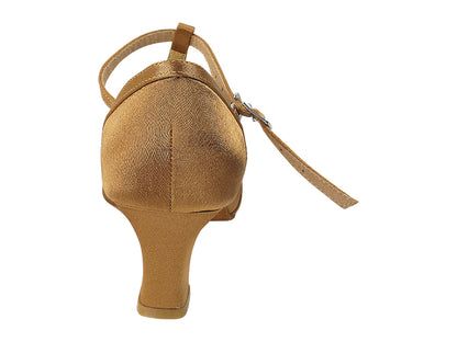 SERA3541 Brown Satin with 2.2 inch Thick Cuban Heel in the photo