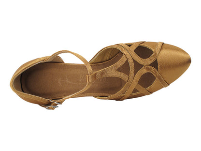 SERA3541 Brown Satin with 2.2 inch Thick Cuban Heel in the photo