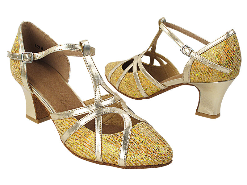 SERA3541 Gold Scale &amp; Gold Trim with 2.2" Thick Cuban Heel in the photo