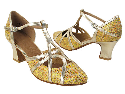 SERA3541 Gold Scale &amp; Gold Trim with 2.2" Thick Cuban Heel in the photo