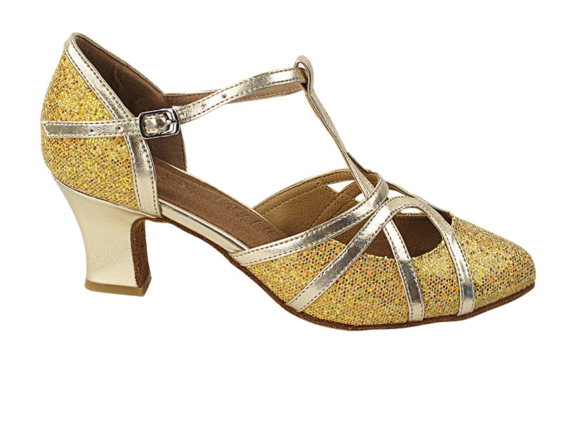 SERA3541 Gold Scale &amp; Gold Trim with 2.2" Thick Cuban Heel in the photo