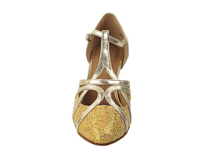 SERA3541 Gold Scale &amp; Gold Trim with 2.2" Thick Cuban Heel in the photo