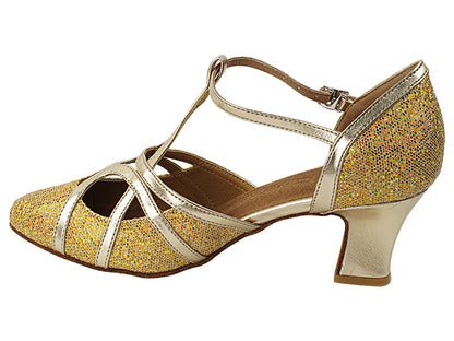 SERA3541 Gold Scale &amp; Gold Trim with 2.2" Thick Cuban Heel in the photo