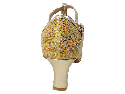 SERA3541 Gold Scale &amp; Gold Trim with 2.2" Thick Cuban Heel in the photo