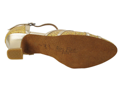 SERA3541 Gold Scale &amp; Gold Trim with 2.2" Thick Cuban Heel in the photo