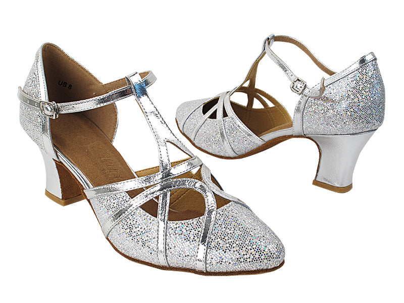 SERA3541 Silver Scale &amp; Silver Trim with 2.2" Thick Cuban Heel in the photo