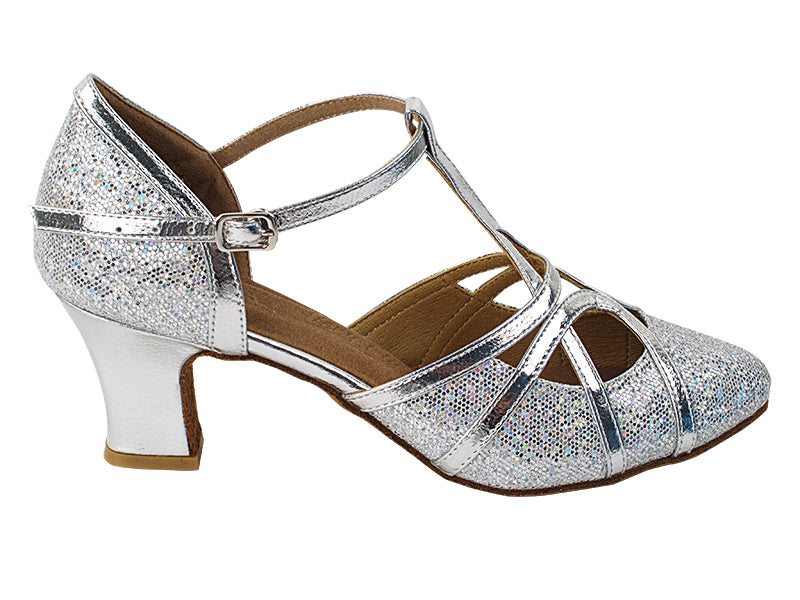 SERA3541 Silver Scale &amp; Silver Trim with 2.2" Thick Cuban Heel in the photo