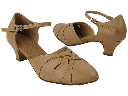 SERA3542 Beige Brown Leather with (5028) 1.2&quot; Cuban Heel in the photo