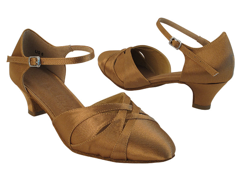 SERA3542 Brown Satin with (5028) 1.2&quot; Cuban Heel in the photo