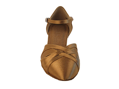 SERA3542 Brown Satin with (5028) 1.2&quot; Cuban Heel in the photo