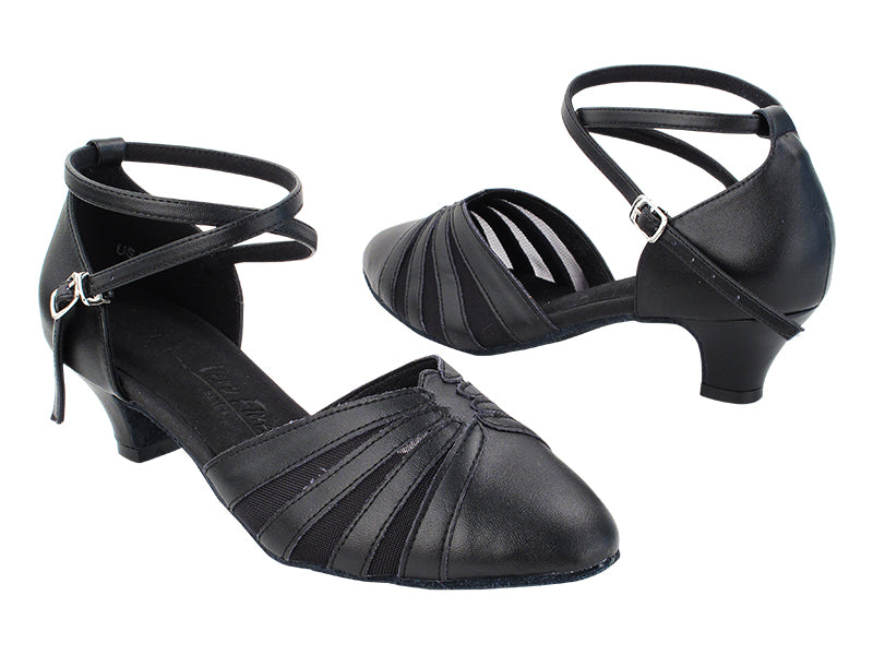 SERA3543 Black Leather_Black Mesh with 1.2&quot; Cuban Heel (5028) in the photo