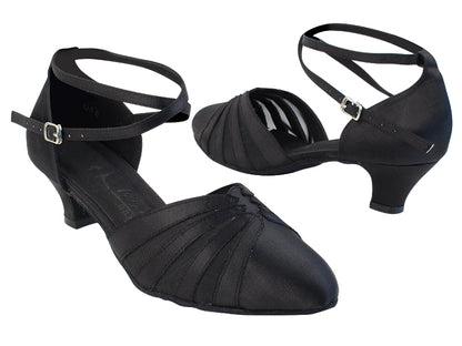 SERA3543 Black Satin_Black Mesh with (5028) 1.2&quot; Cuban Heel in the photo