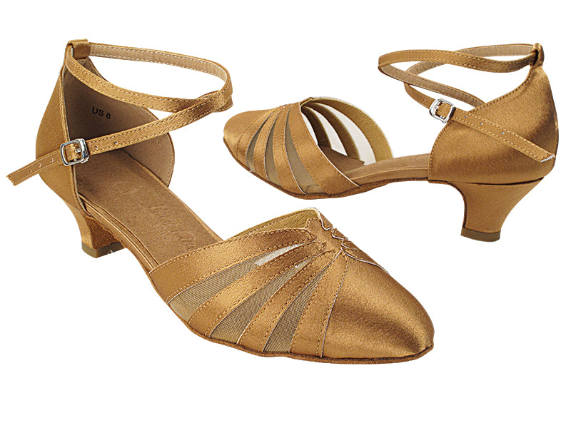 SERA3543 Brown Satin with (5028) 1.2&quot; Cuban Heel in the photo