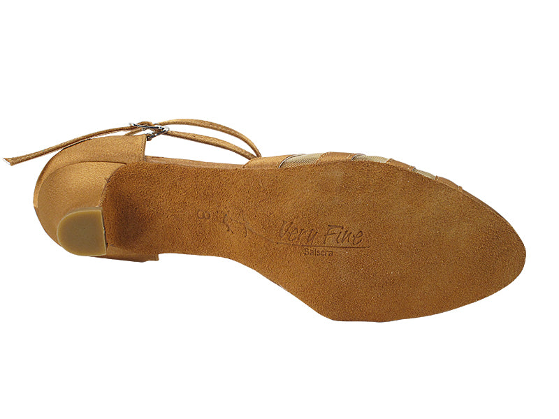 SERA3543 Brown Satin with (5028) 1.2" Cuban Heel in the photo