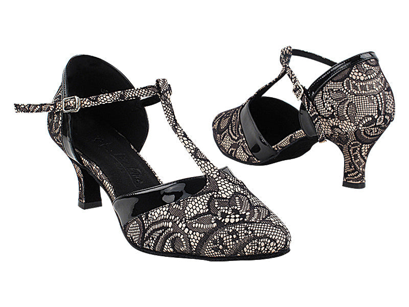 SERA3551 258 Flesh Black Lace_075 Black Patent PU Trim with 2.5&quot; Heel (2040) in the photo