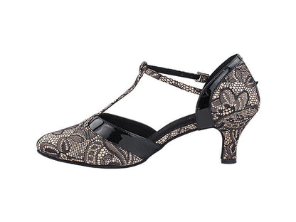SERA3551 258 Flesh Black Lace_075 Black Patent PU Trim with 2.5&quot; Heel (2040) in the photo
