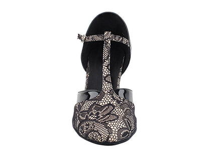 SERA3551 258 Flesh Black Lace_075 Black Patent PU Trim with 2.5&quot; Heel (2040) in the photo