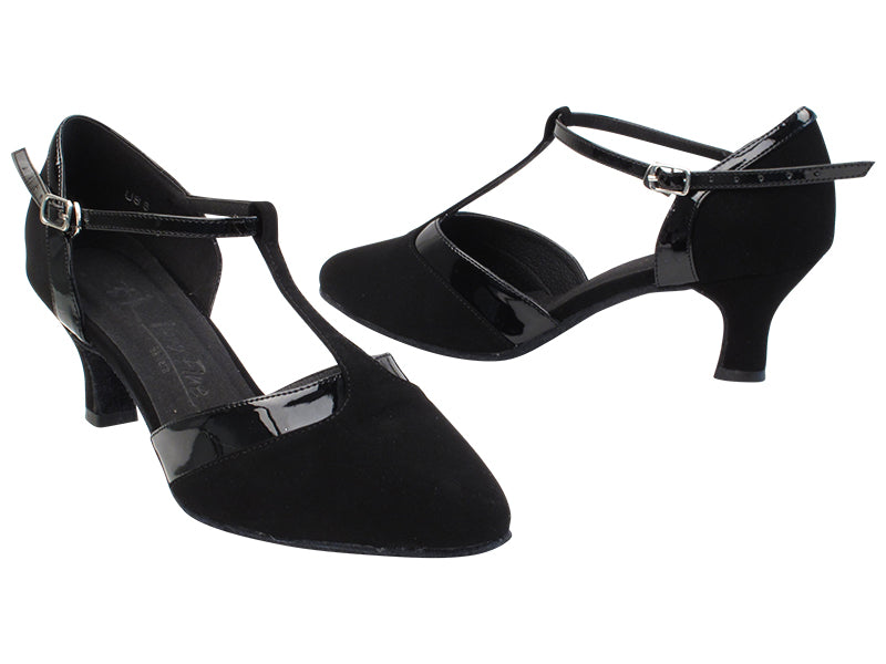 SERA3551 73 Black Nubuck_75 Black Patent PU Trim with 2.5&quot; low heel in the photo
