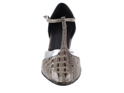 SERA3551 Grey Croc &amp; Silver Trim with 2.5&quot; low heel in the photo