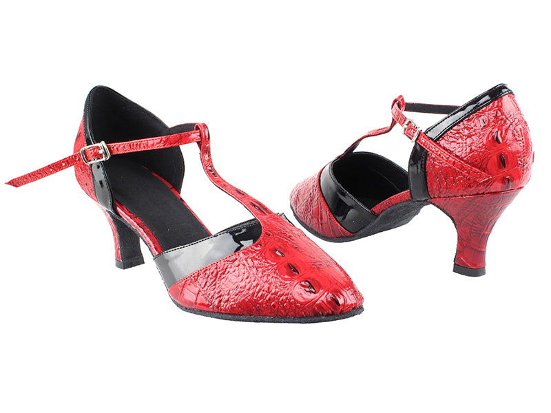 SERA3551 Red Croc &amp; Black Trim with 2.5&quot; low heel in the photo