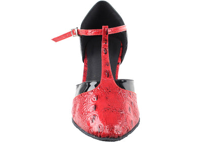 SERA3551 Red Croc &amp; Black Trim with 2.5&quot; low heel in the photo