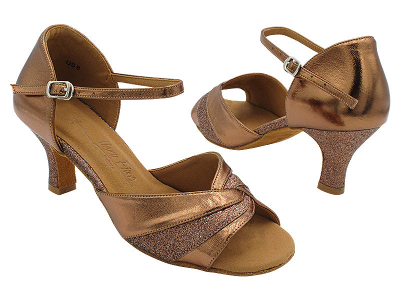 SERA3560 Dark Tan Copper Leather &amp; Copper Stardust Trim with 2.5&quot; Heel (2040) in the photo