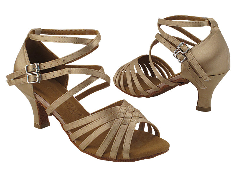 SERA3690 Light Brown Satin with (2040) 2.5&quot; low heel in the photo