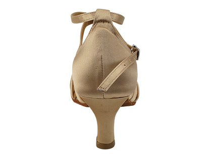 SERA3693 Light Brown Satin with (2040) 2.5" low heel in the photo