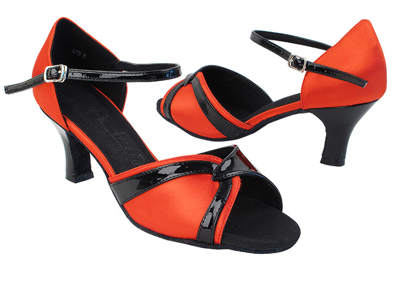 SERA3710 118 Red Satin_Black Patent Trim with (2040) 2.5 inch Heel in the photo