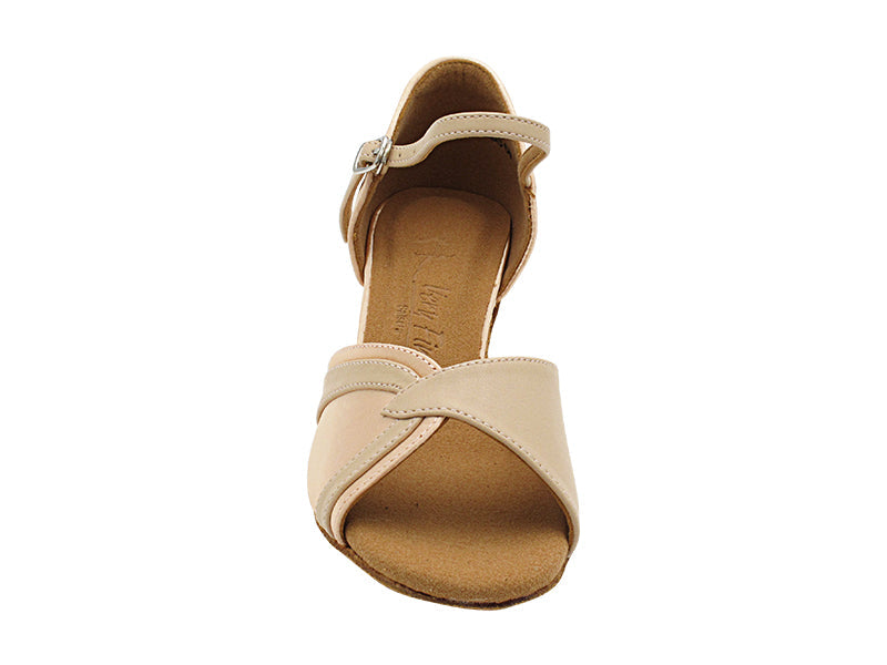 SERA3710 Flesh Satin &amp; 302 Light Beige Leather Trim with 1.5&quot; Medium Heel (NTD) in the photo