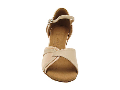 SERA3710 Flesh Satin &amp; 302 Light Beige Leather Trim with 1.5&quot; Medium Heel (NTD) in the photo