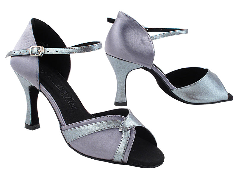 SERA3710 Grey Satin_Metalic Grey Trim with 3&quot; Heel (5059) in the photo