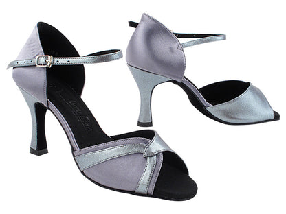 SERA3710 Grey Satin_Metalic Grey Trim with 3&quot; Heel (5059) in the photo