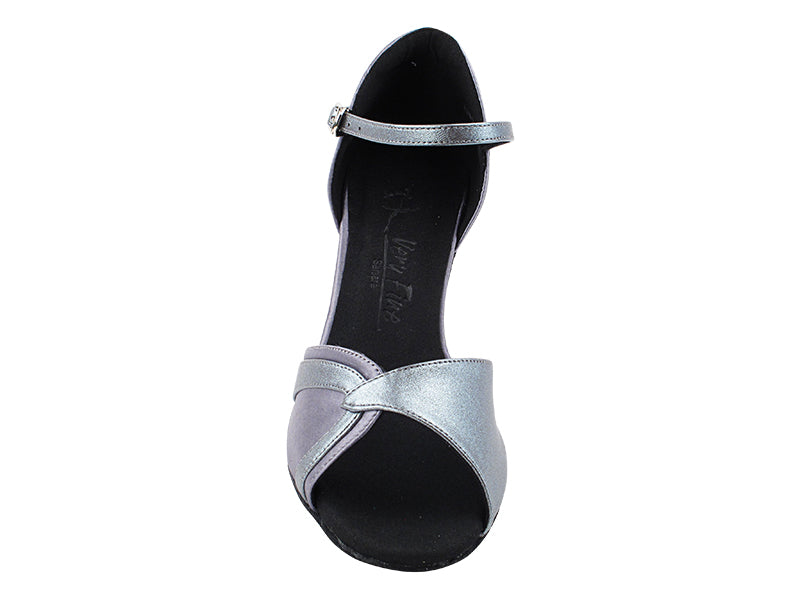 SERA3710 Grey Satin_Metalic Grey Trim with 3&quot; Heel (5059) in the photo