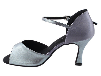 SERA3710 Grey Satin_Metalic Grey Trim with 3&quot; Heel (5059) in the photo