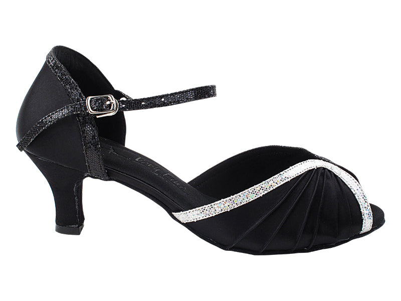 SERA3830 Black Satin_O_B_Silver Scale_OT_White Satin_I_Black Scale_IT_S with 2.5&quot; Heel (2040) in the photo