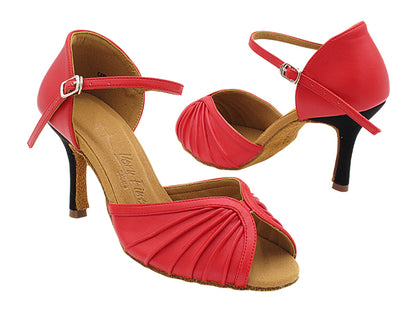 SERA3830 Red Leather with Black Oxford Nubuck Heel with (6646) 3 INCH SLIM HEEL in the photo