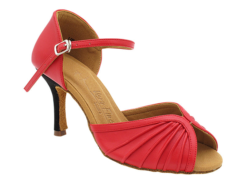 SERA3830 Red Leather with Black Oxford Nubuck Heel with (6646) 3 INCH SLIM HEEL in the photo